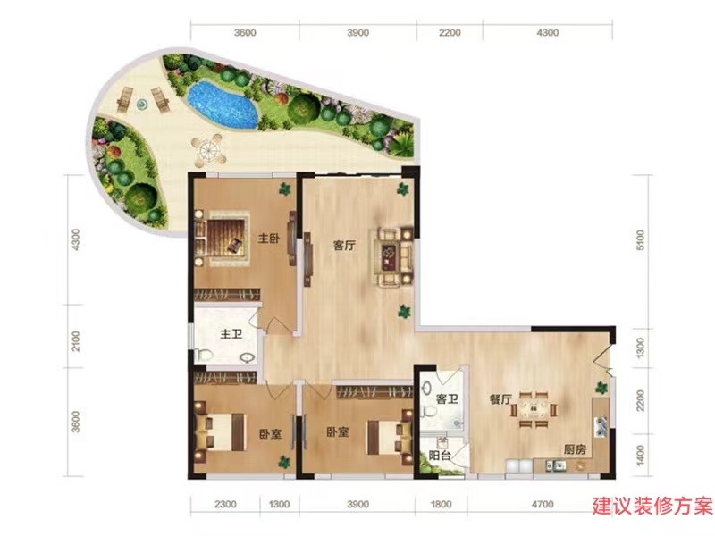 三室兩廳偶數(shù)層一(yī)廚雙衛雙陽台