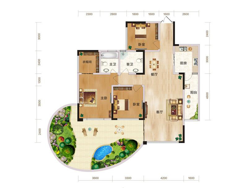 三室兩廳奇數(shù)層一(yī)廚雙衛雙陽台